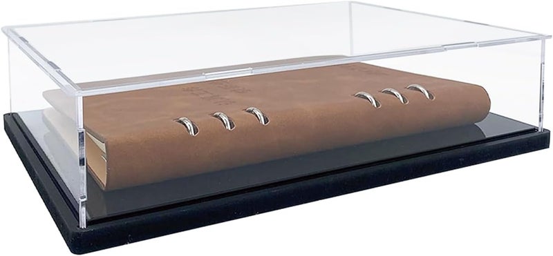 COCEANV Acrylic Book Display Case,Stamp or Coin Collection Case,Display Case for Collectibles,UV Protection,Self-Assembly Dustproof,Black PVC Base.(10.6x7.9x2.4inch;27x20x6cm) - Image 1